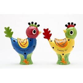 Cosmos Gifts 62112 Giggle Feathers - Polka Dots Rooster Chicks Salt and Pepper By Robin Roderick