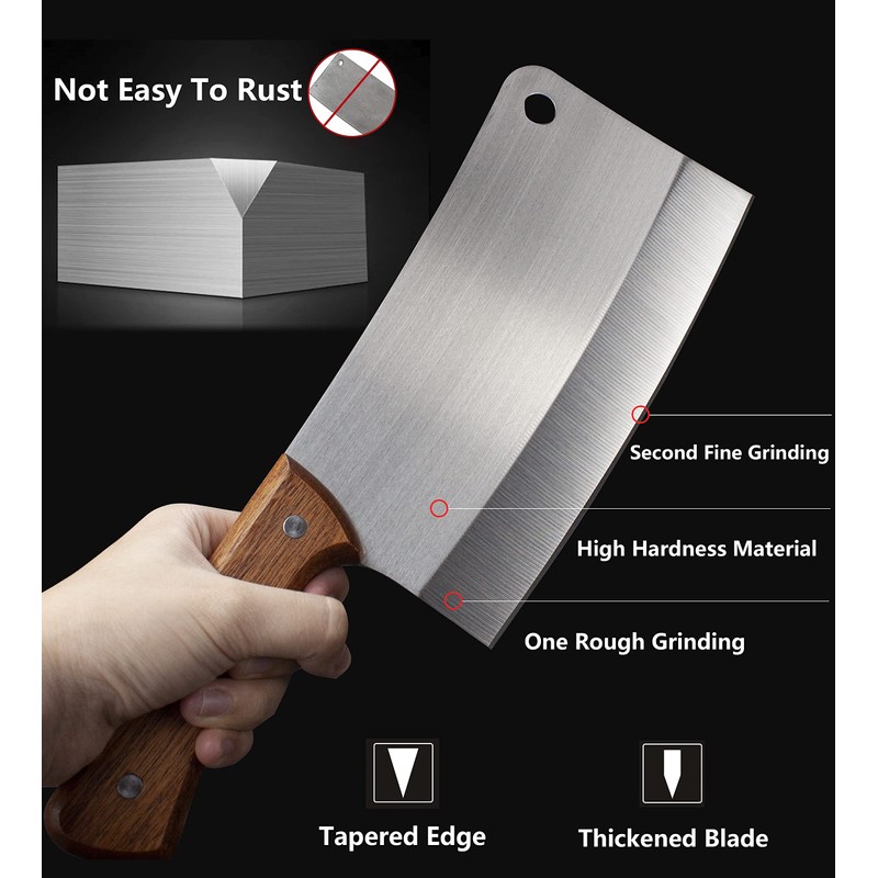 Meat Cleaver - 7'' Heavy Duty Butcher Knife Meat Chopper