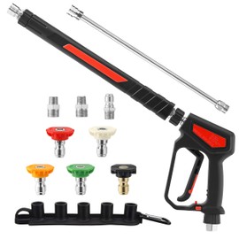 RIDGE WASHER Pressure Washer Gun 5000 PSI, 12 GPM, Power Washer Gun with Stainless Steel Extension Wand, Detachable M22 14 Male to 1/4" Quick Connect, 360° Swivel 3/8'' NPT Thread, M22 Fitting