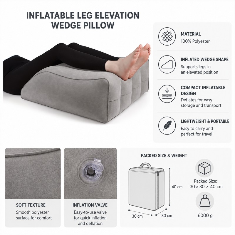 Inflatable Leg Elevation Pillow for Bed and Chair – Adjustable