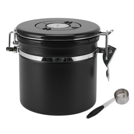 1.2L Coffee Canister Stainless Steel Sealing Storage Jar Food Storage Container for Home Use Black
