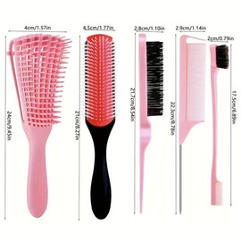 Gift Hair Styling Tool Set, 5 Counts/set Teasing Hair Brush & Pointed Tail Comb & Double Sided Control Hair Brush, Professional Hair Care & Styling Tools for Women