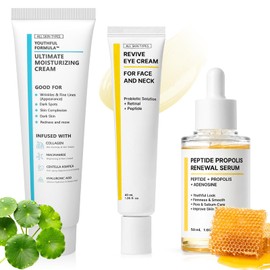 Skin Care Coreano 3 En 1 Kit, con 1 Crema Hidratante Centella Niacinamida  1 Cremas de Ojos Retinal  1 Serum Péptidos Propóleo, Hidratante,...        