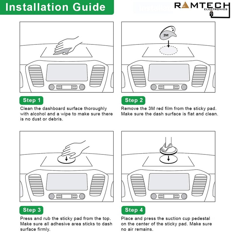 Ramtech Electronics 90mm Diameter Universal Dash Mount for Mobile Phones,