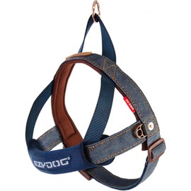 EzyDog Quick Fit Dog Harness – No Pull Harness For Training, Everyday Walking, and Easy Control - Adjustable Fit, Reflective, and Padded (X-Small, Denim)