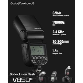 Godox V850III 2.4G GN60 HSS 1/8000s Flash with 2600mAh Li-ion Battery, Master/Slave Flash, 1.5s Recycle Time, 450 Full-Power Shots, Compatible for Canon Nikon Sony Olympus Panasonic Fuji Cameras