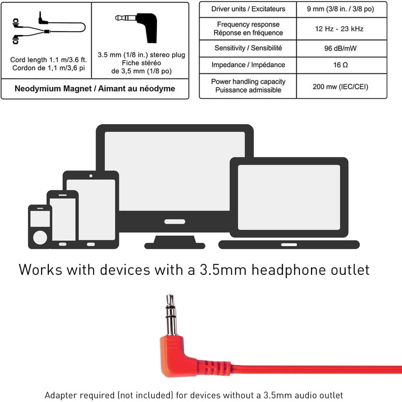 Panasonic RP-HJE120-R In-ear Rojo