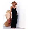 Women's Casual Sleeveless Deep V Neck Pockets Maxi Long Dress