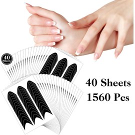 1560 Pcs French Tip Stickers French Manicure Strips V-Shaped Nail Stickers Self-Adhesive Nail Tips Guides Moon Shaped Manicure Strip for Edge Auxiliary DIY Decoration Stencil Tools