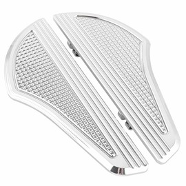 Cyreedom 1 Pair CNC Big Size Premium Billet Aluminum Harley Front Rider Floorboards Front Footboard for Harley Touring Road Glide Sposter Softail Heritage 1986-Up (Chrome)