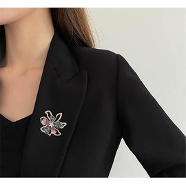Vintage Bow Knot Rhinestones Sparkling Brooches Pin Elegant Women Girls Imitation Abalone Shell Bow Classic Design Brooches Pins Fashion Vintage Bowknot Rhinestone Accessories, Metal