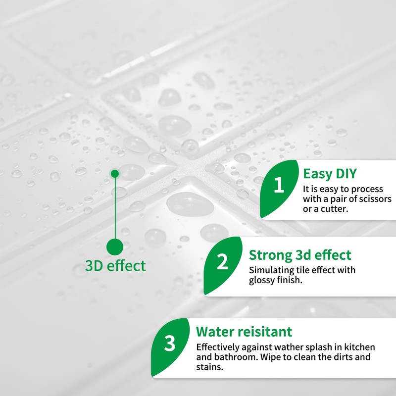 LONGKING 10-Sheet White Peel and Stick Backsplash for Kitchen Wall,