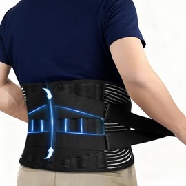 Soporte lumbar para Hombres y Mujeres, Soporte Trasero Ajustable, Cinturón de Soporte Lumbar para Aliviar el Dolor de Espalda y Proteger Los Músculos de la Zona Lumbar y la Espalda (XL, Cinturón)