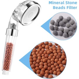 APzek 2 Pack Filter Shower Head Stone Bead, Filtration Stone Bead for Filtered Shower Head, M1neral Stone Beads for Shower Purification (Red Gray)