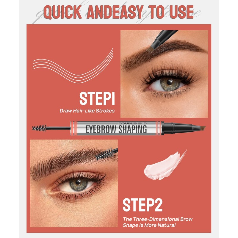 2-in-1 Microblading Liquid Eyebrow Pen & Eyebrow Setting Gel, 4