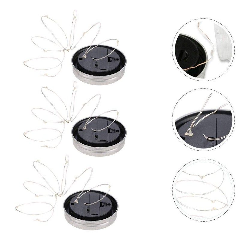 LED Light String 3Pcs Solar Power Yard Mason Lamp Outdoor