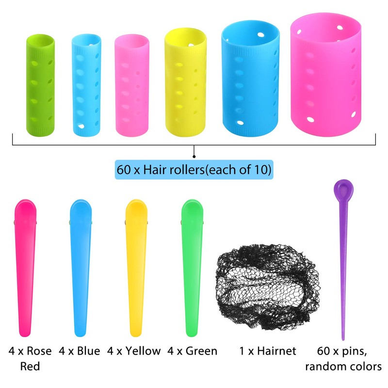 141-piece curler set includes 60 plastic straight curlers with 60