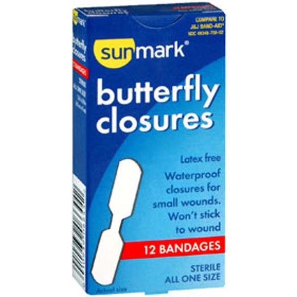 Sunmark Waterproof Butterfly Closures - 12ct