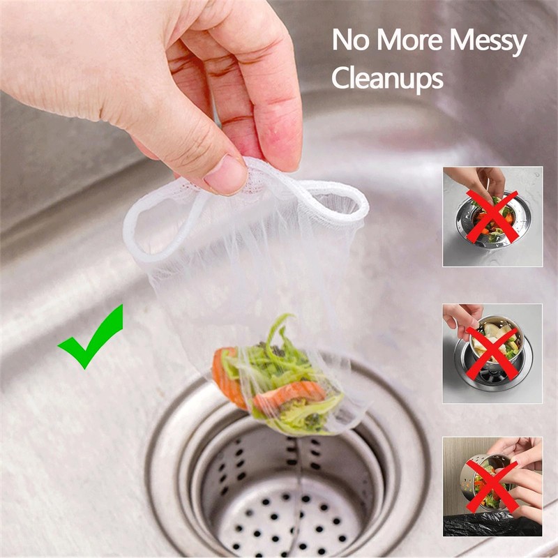 600 PCS Kitchen Sink Drain Strainer Mesh Bag, Disposable,Scalability, Non-Clog