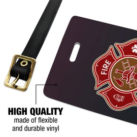 Firefighter Fire Rescue Maltese Cross Luggage ID Tags Carry-On Cards - Set of 2
