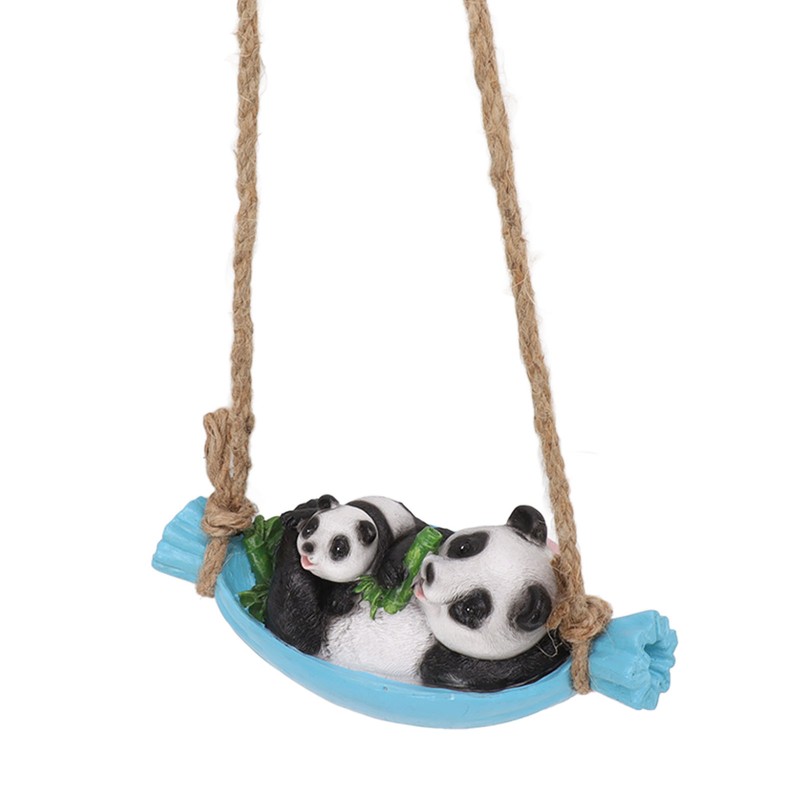 Swing Panda Statue Mother and Baby Panda Lying On The