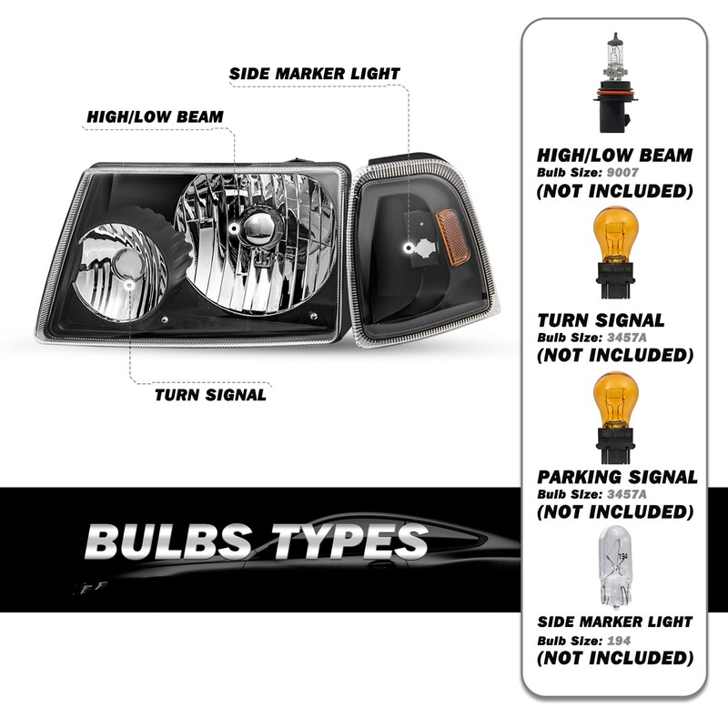 SOCKIR Headlight Set for 01-11 Ford Ranger Passenger and Driver