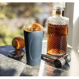 Vinglacé Stainless Steel Drink Tumbler- Insulated Hot and Cold Beverage Cup with Glass Insert and Lid, 14 oz, Rose