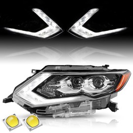 TUSDAR Headlight Assembly Fit for 2017 2018 2019 2020 Nissan Rogue with FULL LED SL Hybrid/SL LED Headlamp with DRL Replacement LH (Left/Driver Side)
