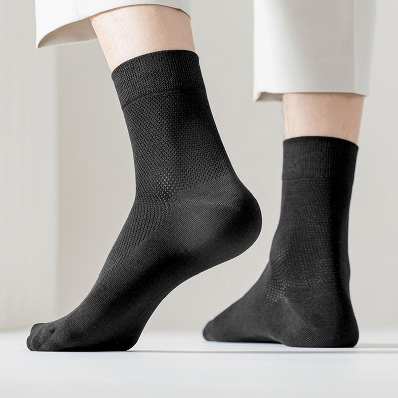 [Yazon] 靴下 メンズ 夏 黑 メッシュソックス 薄手綿 防臭 涼しい靴下 夏用