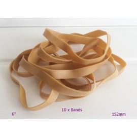 10 x Large Thick 6 inch x 1/2 inch Wide Rubber Elastic Bands No.89 152.4mm x 12.7mm