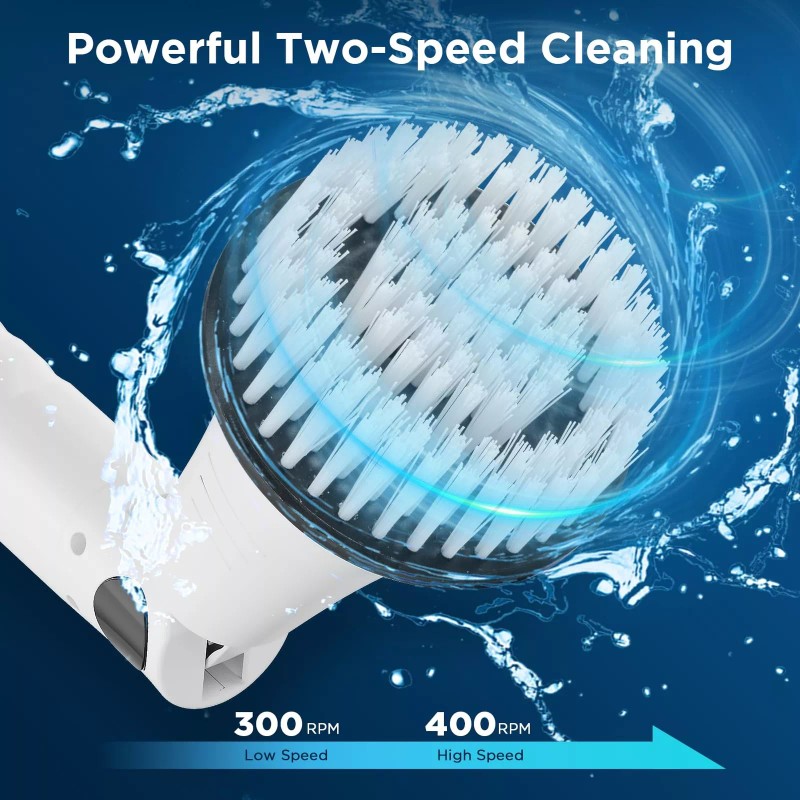 Swtroom Electric Spin Scrubber with Adjustable Handle Dual Speed Powerful