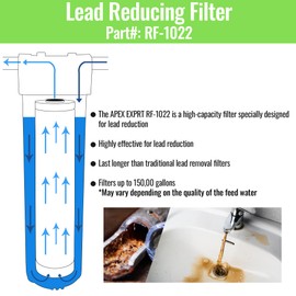 EXPRT RF-1022 Whole House Water Filter Cartridge - High Capacity 20" x 4.5" 10 Micron - Ion Exchange Resin - Lead Reducing Filter