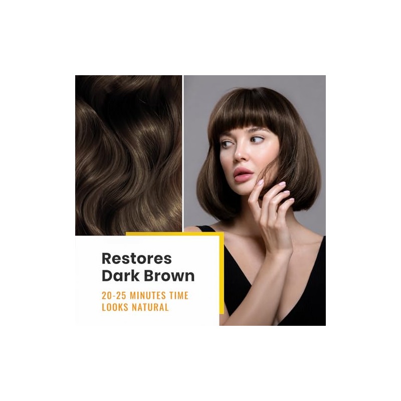 KINGMING- Champú para teñir el cabello castaño oscuro 3 en