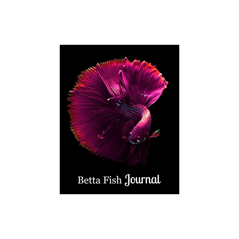 Betta Fish Journal: Purple Betta Swimming on Black Background