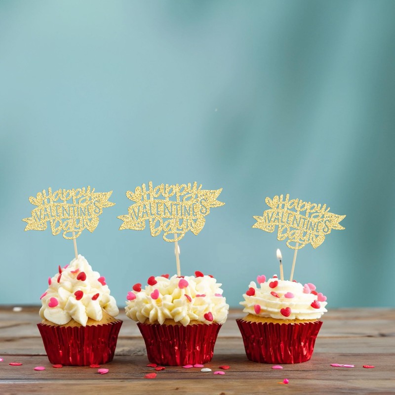 Ephlyn - 24 piezas de decoración para magdalenas con purpurina