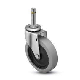 Shepherd Regent Series 2" Diameter TPR Wheel Swivel Caster, 7/16" Diameter x 7/8" Length Grip Ring Stem, 80 lbs Capacity, Zinc Finish