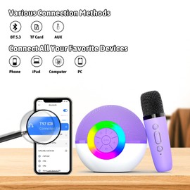 Heroange Karaoke Microphone Machine Toys for Kids Adults, Mini Portable Bluetooth Speaker with 2 Wireless Mics, Christmas Birthday Gifts for Boys Girls Ages 3 4 5 6 7 8 9 10 11 12+ Year (Purple)
