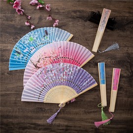 Jinchuan Redis Hand Fan with Bag & Box, Silk Fan, Silk Fan, Cherry Blossom, Flower, Butterfly, Japanese Pattern, Foldable, Japanese Style Accessory, For Women, Men, Women, Japanese Style Fan, Dance,