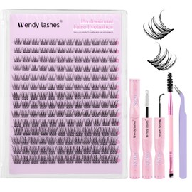 Eyelash Extensions Set, Natural SLYW Eyelash Clusters, D Curl, Lash Clusters, 9-12 mm, Reusable Eyelash Extension Kit, DIY Lashes Extension (FK/KIT-SLYW-D-Mix912)