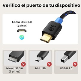 Cable Matters Cable trenzado USB C a micro USB – 3.3 pies, [carga de 3A/15 W, datos de 480 Mbps] cable microUSB a USBC, cable Micro-B 2.0 para control