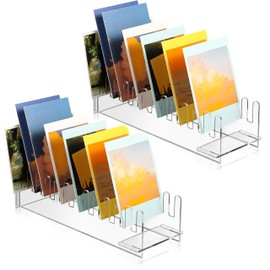 2Sets 12 Grids Acrylic Card Display Riser,Clear Display Stand,Greeting Card Stand Wall Business Card Display,Suitable for home offices, desktops, and supplier retail portable display stands