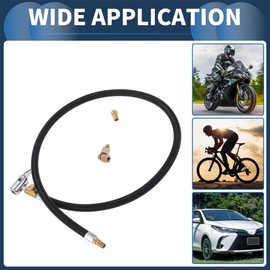 INFINAUTO Tire Inflator Extension Tube 31.50inch 15.5mm OD for Car Motorcycle Bicycle Air Pump Extend Hose Adapter Tire Valve W/Adaptor Nylon Black Durable