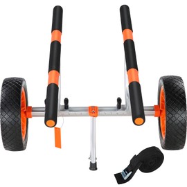 Happybuy Heavy Duty Kayak Cart, 450lbs Capacity, Detachable Canoe Trolley with 12'' Solid Tires, Adjustable Width & Non-Slip Support Foot, for Kayaks, Canoes, Paddleboards, Jon Boats