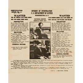 Set of 4 Gangsters Wanted Posters Dillinger Capone Bonne Clyde Lucky Luciano