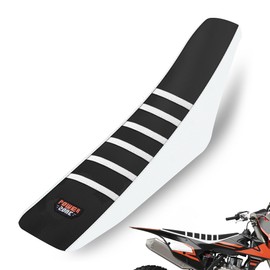 MCHMFG Universal Ribbed Dirt Bike Seat Cover - Gripper Soft Seat Cover for Most Dirt Pit Bike Motorcycle (White-Black)