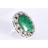 Natural Emerald Gemstone 925 Sterling Silver Bezel Setting Statement Ring