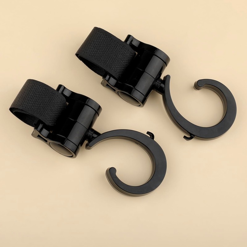 4PCS Walker Hook Hanging, 360°Multipurpose Rotation Stroller Clip Diaper Bag