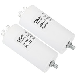 PATIKIL 35uf CBB60 Run Capacitor,2Pcs AC 250V 4 Pins 50/60Hz Cylinder Bottom with M8 Screw for Washing Machine,Cleaning Machine Pump Motor Star