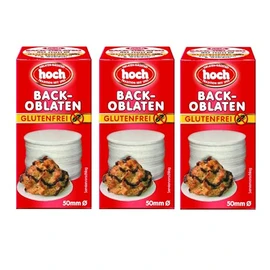 Hoch Round Baking Wafer Paper 5 cm 35 g per Pack of 3 Gluten Free Vegan Wafer Paper for Baking Macaroons & Gingerbread