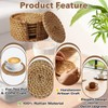 6-Pack Handmade Rattan Coasters with Holder, Modern Farmhouse and Boho